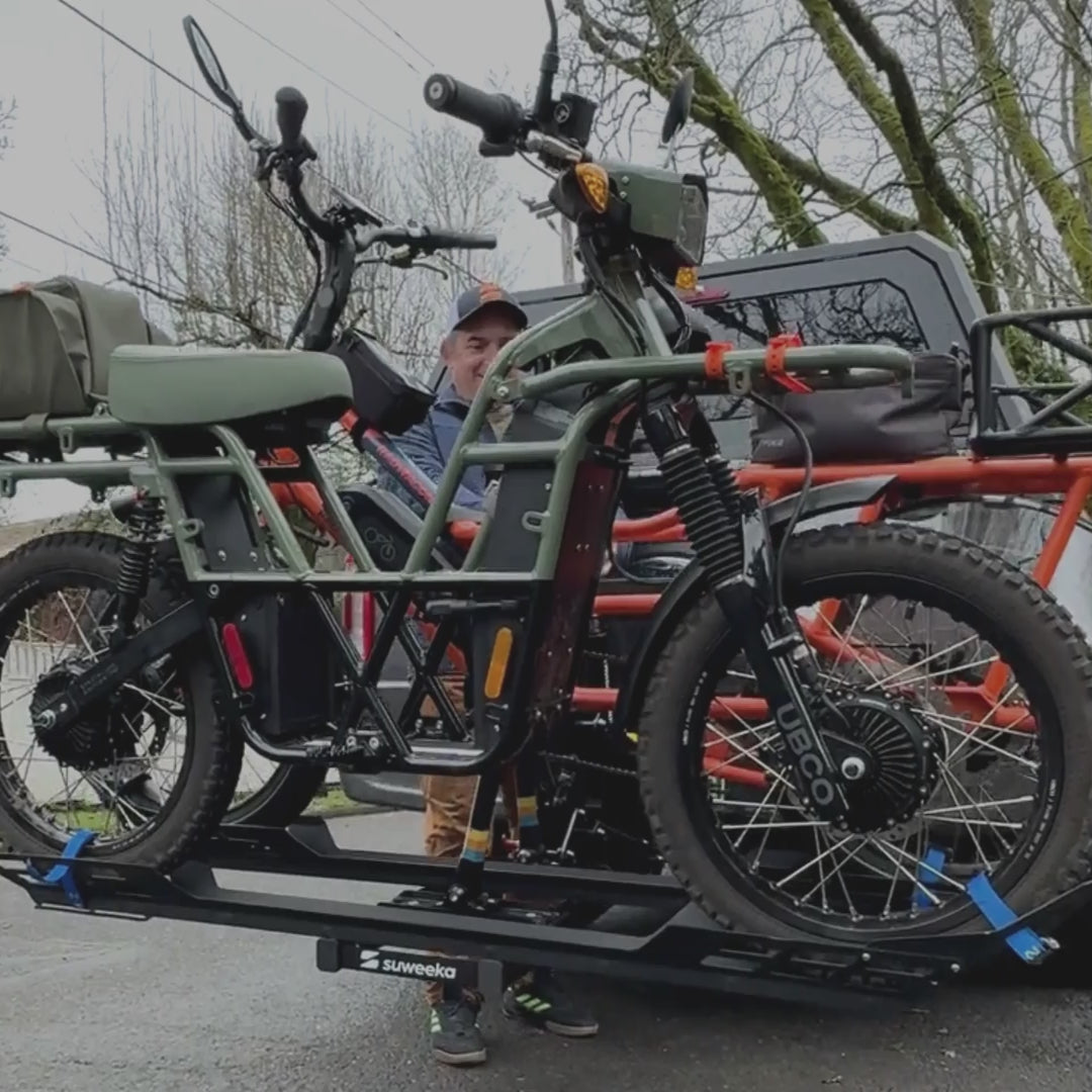 The Lifter Rack going up and down, showing the bikes rolling off the rack